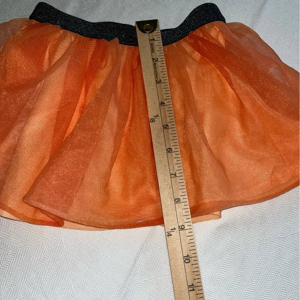 Elastic Waist Skirts with Tulle Set of 2 Orange Skirt & White Metallic Stripe 2T